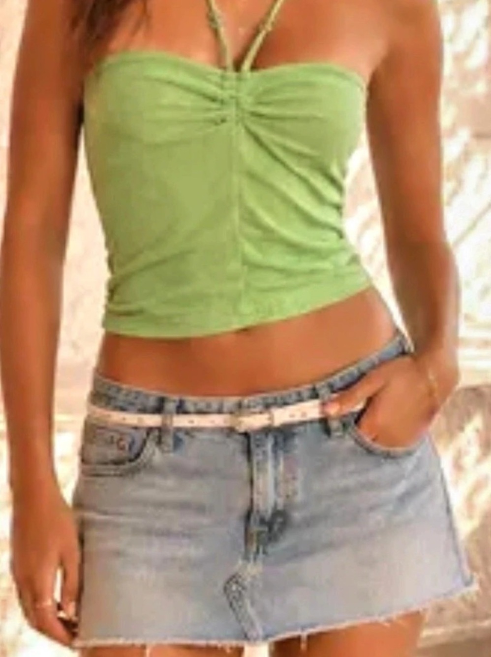Zara Ruched Green Crop Top NWT